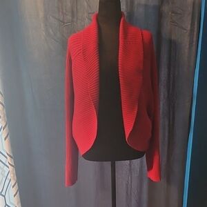 White House Black Market - Gently Worn - Cacoon Red Open Sweater - Cashmere Blen